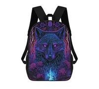 sinyumoney Mochilas Escolares Para Niños Impresas En 3D Black Light Wolf Mochila De Moda Mochila Informal De Viaje Para Niños Mochila De Gran Capacidad Para Niños Y Niñas 17inch