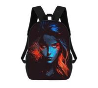 sinyumoney Mochilas Escolares Para Niños Impresas En 3D Blue And Red Abstract Portrait Mochila De Moda Mochila Informal De Viaje Para Niños Mochila De Gran Capacidad Para Niños Y Niñas 17inch