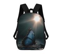 sinyumoney Mochilas Escolares Para Niños Impresas En 3D Blue Butterfly in Sunlight Mochila De Moda Mochila Informal De Viaje Para Niños Mochila De Gran Capacidad Para Niños Y Niñas 17inch
