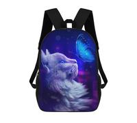 sinyumoney Mochilas Escolares Para Niños Impresas En 3D Cat And Butterfly in Blue Light Mochila De Moda Mochila Informal De Viaje Para Niños Mochila De Gran Capacidad Para Niños Y Niñas 17inch