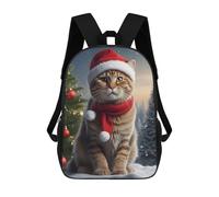 sinyumoney Mochilas Escolares Para Niños Impresas En 3D Cat Christmas Day Mochila De Moda Mochila Informal De Viaje Para Niños Mochila De Gran Capacidad Para Niños Y Niñas 17inch