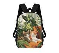 sinyumoney Mochilas Escolares Para Niños Impresas En 3D Cat Floral Family Mochila De Moda Mochila Informal De Viaje Para Niños Mochila De Gran Capacidad Para Niños Y Niñas 17inch