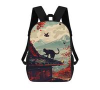 sinyumoney Mochilas Escolares Para Niños Impresas En 3D Cat Japan Landscape Mochila De Moda Mochila Informal De Viaje Para Niños Mochila De Gran Capacidad Para Niños Y Niñas 17inch