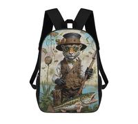 sinyumoney Mochilas Escolares Para Niños Impresas En 3D Chill Jaguar Gone Fishing Mochila De Moda Mochila Informal De Viaje Para Niños Mochila De Gran Capacidad Para Niños Y Niñas 17inch