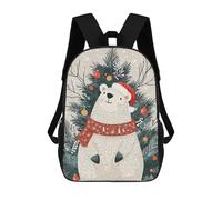 sinyumoney Mochilas Escolares Para Niños Impresas En 3D Christmas Polar Bear Mochila De Moda Mochila Informal De Viaje Para Niños Mochila De Gran Capacidad Para Niños Y Niñas 17inch
