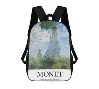 sinyumoney Mochilas Escolares Para Niños Impresas En 3D Claude Monet Woman Parasol Mochila De Moda Mochila Informal De Viaje Para Niños Mochila De Gran Capacidad Para Niños Y Niñas 17inch