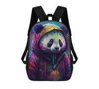 sinyumoney Mochilas Escolares Para Niños Impresas En 3D Colorful Hooded Panda Art Print Mochila De Moda Mochila Informal De Viaje Para Niños Mochila De Gran Capacidad Para Niños Y Niñas 17inch
