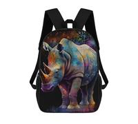 sinyumoney Mochilas Escolares Para Niños Impresas En 3D Colorful Rhino Painting-1 Mochila De Moda Mochila Informal De Viaje Para Niños Mochila De Gran Capacidad Para Niños Y Niñas 17inch