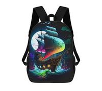sinyumoney Mochilas Escolares Para Niños Impresas En 3D Colorful Sailing Ship at Night Mochila De Moda Mochila Informal De Viaje Para Niños Mochila De Gran Capacidad Para Niños Y Niñas 17inch