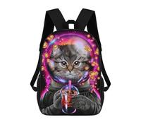 sinyumoney Mochilas Escolares Para Niños Impresas En 3D Cosmic Bubble Tea Cat Mochila De Moda Mochila Informal De Viaje Para Niños Mochila De Gran Capacidad Para Niños Y Niñas 17inch
