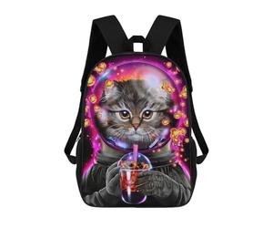 sinyumoney Mochilas Escolares Para Niños Impresas En 3D Cosmic Bubble Tea Cat Mochila De Moda Mochila Informal De Viaje Para Niños Mochila De Gran Capacidad Para Niños Y Niñas 17inch
