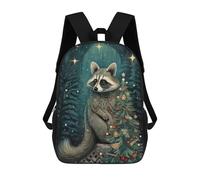 sinyumoney Mochilas Escolares Para Niños Impresas En 3D Cute Raccoon Xmas Mochila De Moda Mochila Informal De Viaje Para Niños Mochila De Gran Capacidad Para Niños Y Niñas 17inch