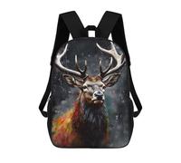 sinyumoney Mochilas Escolares Para Niños Impresas En 3D Deer Oil Paint Portrait Mochila De Moda Mochila Informal De Viaje Para Niños Mochila De Gran Capacidad Para Niños Y Niñas 17inch