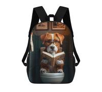 sinyumoney Mochilas Escolares Para Niños Impresas En 3D Dog Reading on Toilet Mochila De Moda Mochila Informal De Viaje Para Niños Mochila De Gran Capacidad Para Niños Y Niñas 17inch