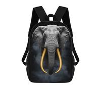 sinyumoney Mochilas Escolares Para Niños Impresas En 3D Elephant with Golden Tusks on Black Mochila De Moda Mochila Informal De Viaje Para Niños Mochila De Gran Capacidad Para Niños Y Niñas 17inch