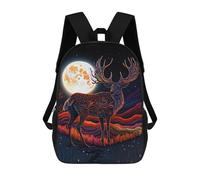 sinyumoney Mochilas Escolares Para Niños Impresas En 3D Enchanted Night Deer Mochila De Moda Mochila Informal De Viaje Para Niños Mochila De Gran Capacidad Para Niños Y Niñas 17inch