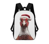 sinyumoney Mochilas Escolares Para Niños Impresas En 3D Festive Pheasant with Santa Hat Mochila De Moda Mochila Informal De Viaje Para Niños Mochila De Gran Capacidad Para Niños Y Niñas 17inch