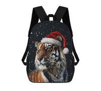 sinyumoney Mochilas Escolares Para Niños Impresas En 3D Festive Tiger Christmas Mochila De Moda Mochila Informal De Viaje Para Niños Mochila De Gran Capacidad Para Niños Y Niñas 17inch
