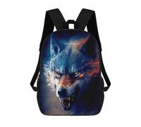 sinyumoney Mochilas Escolares Para Niños Impresas En 3D Fiery Wolf Portrait -6 Mochila De Moda Mochila Informal De Viaje Para Niños Mochila De Gran Capacidad Para Niños Y Niñas 17inch