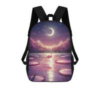 sinyumoney Mochilas Escolares Para Niños Impresas En 3D Flamingo in A Dreamy Lily Pond Mochila De Moda Mochila Informal De Viaje Para Niños Mochila De Gran Capacidad Para Niños Y Niñas 17inch