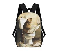 sinyumoney Mochilas Escolares Para Niños Impresas En 3D Funny Cat Reading News Mochila De Moda Mochila Informal De Viaje Para Niños Mochila De Gran Capacidad Para Niños Y Niñas 17inch