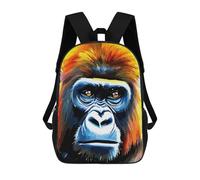 sinyumoney Mochilas Escolares Para Niños Impresas En 3D Gorilla Primate Portrait Mochila De Moda Mochila Informal De Viaje Para Niños Mochila De Gran Capacidad Para Niños Y Niñas 17inch