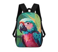sinyumoney Mochilas Escolares Para Niños Impresas En 3D Green And Pink Parrot Mochila De Moda Mochila Informal De Viaje Para Niños Mochila De Gran Capacidad Para Niños Y Niñas 17inch