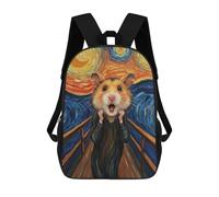sinyumoney Mochilas Escolares Para Niños Impresas En 3D Hamster Scream Art Mochila De Moda Mochila Informal De Viaje Para Niños Mochila De Gran Capacidad Para Niños Y Niñas 17inch