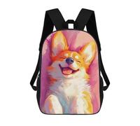 sinyumoney Mochilas Escolares Para Niños Impresas En 3D Happy Corgi Painting Mochila De Moda Mochila Informal De Viaje Para Niños Mochila De Gran Capacidad Para Niños Y Niñas 17inch