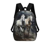 sinyumoney Mochilas Escolares Para Niños Impresas En 3D Horses Watercolor Art Mochila De Moda Mochila Informal De Viaje Para Niños Mochila De Gran Capacidad Para Niños Y Niñas 17inch