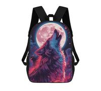 sinyumoney Mochilas Escolares Para Niños Impresas En 3D Howling Wolf Under Pink Moon Art Mochila De Moda Mochila Informal De Viaje Para Niños Mochila De Gran Capacidad Para Niños Y Niñas 17inch