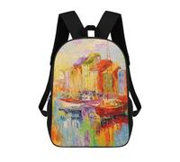 sinyumoney Mochilas Escolares Para Niños Impresas En 3D In The Morning at The Pier Mochila De Moda Mochila Informal De Viaje Para Niños Mochila De Gran Capacidad Para Niños Y Niñas 17inch