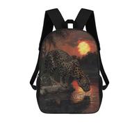 sinyumoney Mochilas Escolares Para Niños Impresas En 3D Jaguar at Sunset Mochila De Moda Mochila Informal De Viaje Para Niños Mochila De Gran Capacidad Para Niños Y Niñas 17inch