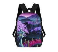 sinyumoney Mochilas Escolares Para Niños Impresas En 3D Japanese Garden Night Scene Mochila De Moda Mochila Informal De Viaje Para Niños Mochila De Gran Capacidad Para Niños Y Niñas 17inch