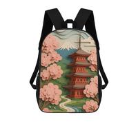 sinyumoney Mochilas Escolares Para Niños Impresas En 3D Japanese Pagoda with Cherry Blossoms Mochila De Moda Mochila Informal De Viaje Para Niños Mochila De Gran Capacidad Para Niños Y Niñas 17inch