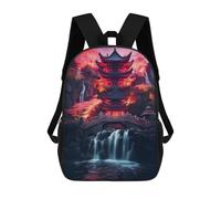 sinyumoney Mochilas Escolares Para Niños Impresas En 3D Japanese Temple Waterfall Mochila De Moda Mochila Informal De Viaje Para Niños Mochila De Gran Capacidad Para Niños Y Niñas 17inch