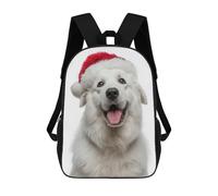 sinyumoney Mochilas Escolares Para Niños Impresas En 3D Kuvasz Dog Wearing Santa Hat Portrait Mochila De Moda Mochila Informal De Viaje Para Niños Mochila De Gran Capacidad Para Niños Y Niñas 17inch