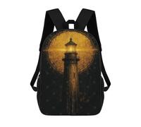 sinyumoney Mochilas Escolares Para Niños Impresas En 3D Lighthouse in The Night Mochila De Moda Mochila Informal De Viaje Para Niños Mochila De Gran Capacidad Para Niños Y Niñas 17inch