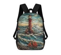 sinyumoney Mochilas Escolares Para Niños Impresas En 3D Lighthouse Paper Quilling Mochila De Moda Mochila Informal De Viaje Para Niños Mochila De Gran Capacidad Para Niños Y Niñas 17inch