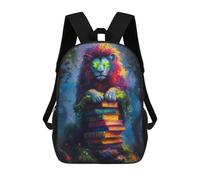 sinyumoney Mochilas Escolares Para Niños Impresas En 3D Lion And Books Mochila De Moda Mochila Informal De Viaje Para Niños Mochila De Gran Capacidad Para Niños Y Niñas 17inch