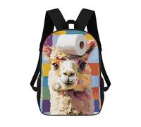 sinyumoney Mochilas Escolares Para Niños Impresas En 3D Llama with Toilet Paper Hat Mochila De Moda Mochila Informal De Viaje Para Niños Mochila De Gran Capacidad Para Niños Y Niñas 17inch
