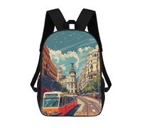 sinyumoney Mochilas Escolares Para Niños Impresas En 3D Madrid Street Scene Mochila De Moda Mochila Informal De Viaje Para Niños Mochila De Gran Capacidad Para Niños Y Niñas 17inch