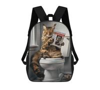 sinyumoney Mochilas Escolares Para Niños Impresas En 3D Maine Coon Cat on Toilet Mochila De Moda Mochila Informal De Viaje Para Niños Mochila De Gran Capacidad Para Niños Y Niñas 17inch