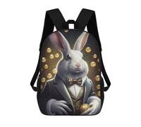 sinyumoney Mochilas Escolares Para Niños Impresas En 3D Majestic Rabbit in Formal Attire Mochila De Moda Mochila Informal De Viaje Para Niños Mochila De Gran Capacidad Para Niños Y Niñas 17inch