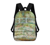 sinyumoney Mochilas Escolares Para Niños Impresas En 3D Monet Bridge Water Lilies Mochila De Moda Mochila Informal De Viaje Para Niños Mochila De Gran Capacidad Para Niños Y Niñas 17inch