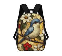 sinyumoney Mochilas Escolares Para Niños Impresas En 3D Mosaic Bird on Branch Mochila De Moda Mochila Informal De Viaje Para Niños Mochila De Gran Capacidad Para Niños Y Niñas 17inch