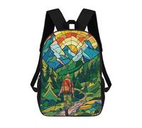 sinyumoney Mochilas Escolares Para Niños Impresas En 3D Mountain Stained Glass Mochila De Moda Mochila Informal De Viaje Para Niños Mochila De Gran Capacidad Para Niños Y Niñas 17inch