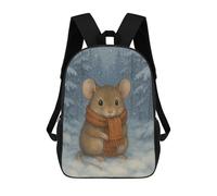sinyumoney Mochilas Escolares Para Niños Impresas En 3D Mouse in Winter Scarf Mochila De Moda Mochila Informal De Viaje Para Niños Mochila De Gran Capacidad Para Niños Y Niñas 17inch