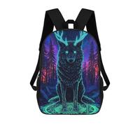 sinyumoney Mochilas Escolares Para Niños Impresas En 3D Mystical Wolf Antlers Forest Mochila De Moda Mochila Informal De Viaje Para Niños Mochila De Gran Capacidad Para Niños Y Niñas 17inch