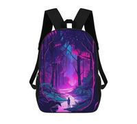 sinyumoney Mochilas Escolares Para Niños Impresas En 3D Neon Forest Journey -1 Mochila De Moda Mochila Informal De Viaje Para Niños Mochila De Gran Capacidad Para Niños Y Niñas 17inch